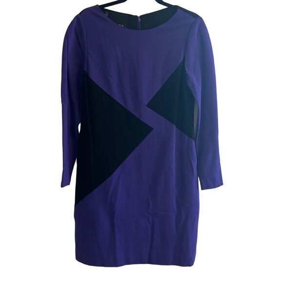 Carlisle Blue Black Gray Color Block 3/4 Sleeve Midi Sheath Dress Women’s 10 - Picture 1 of 11